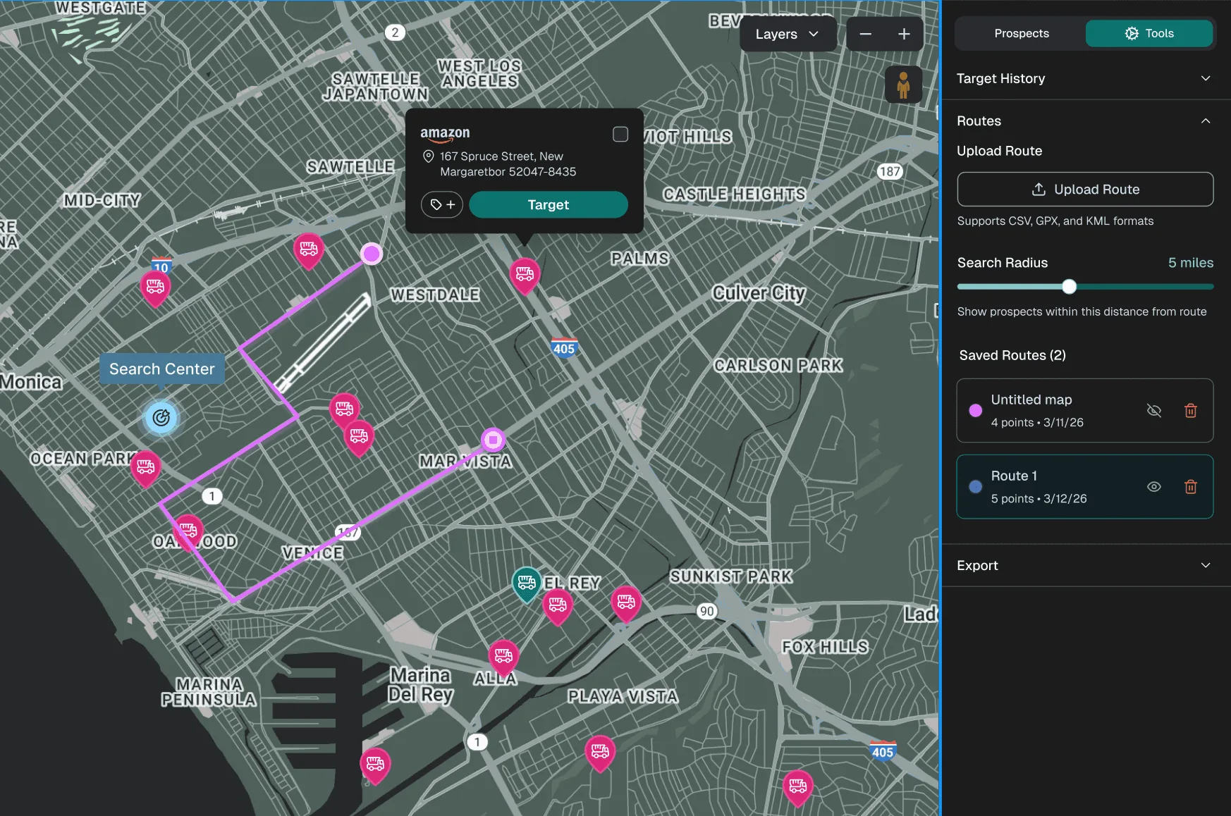 An uploaded route on the Heatmap